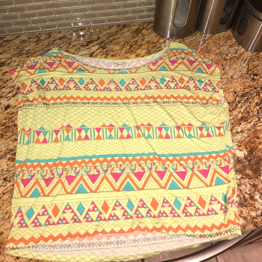 Aztec print off the shoulder shirt