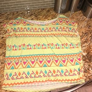 Aztec print off the shoulder shirt