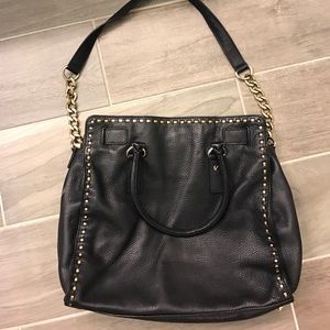 Michael Kors Black Leather bag with Gold grommets