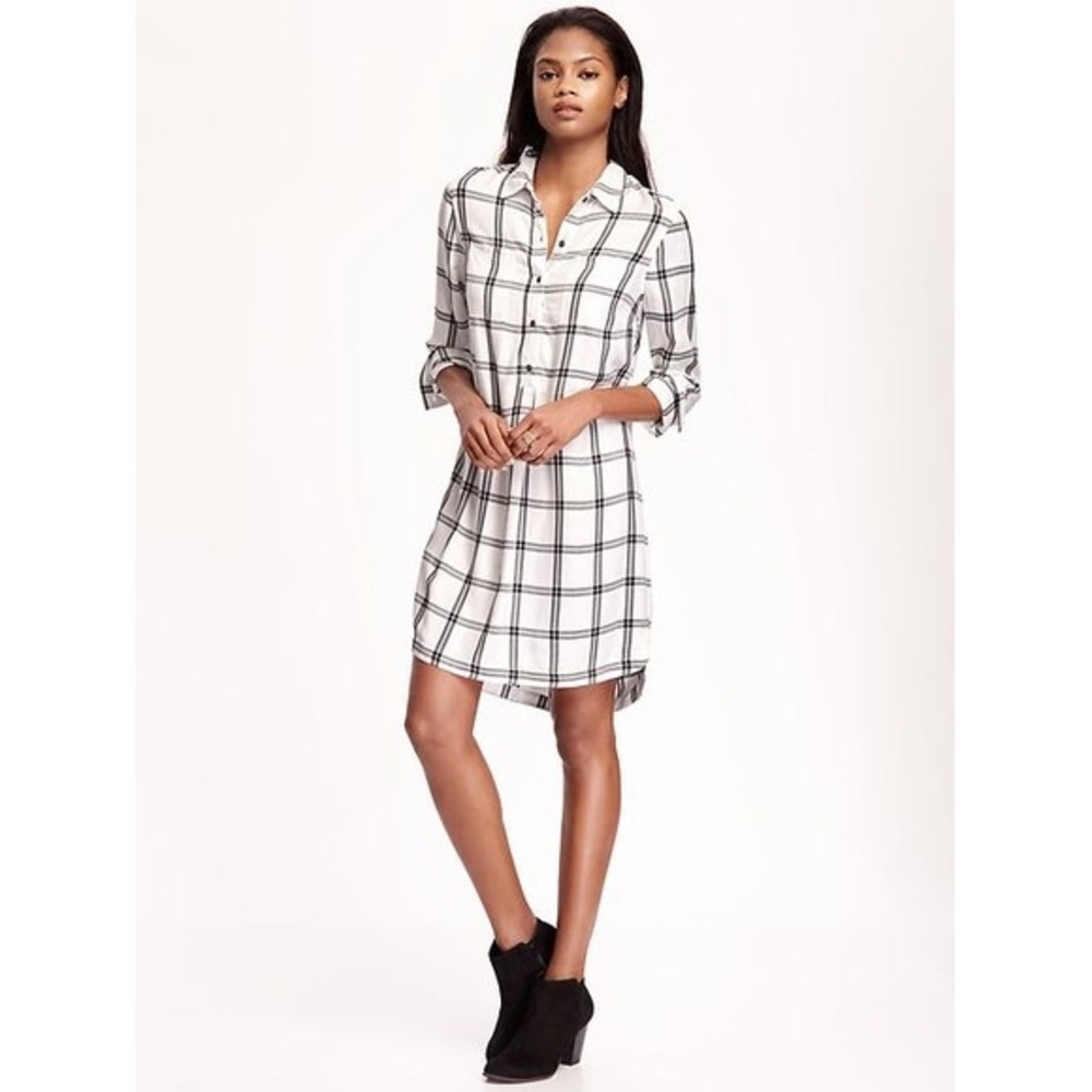 Old Navy - White/Black Plaid Dress