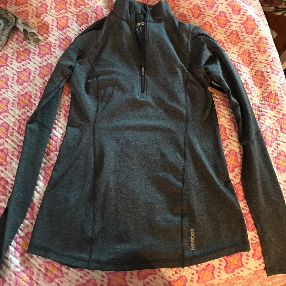 Reebok heather grey 1/4 quarter zip pullover