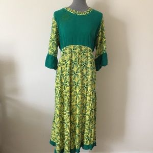 🔖final sale🔖Batik Green Maxi Dress