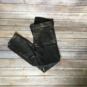 Metallic jean leggings