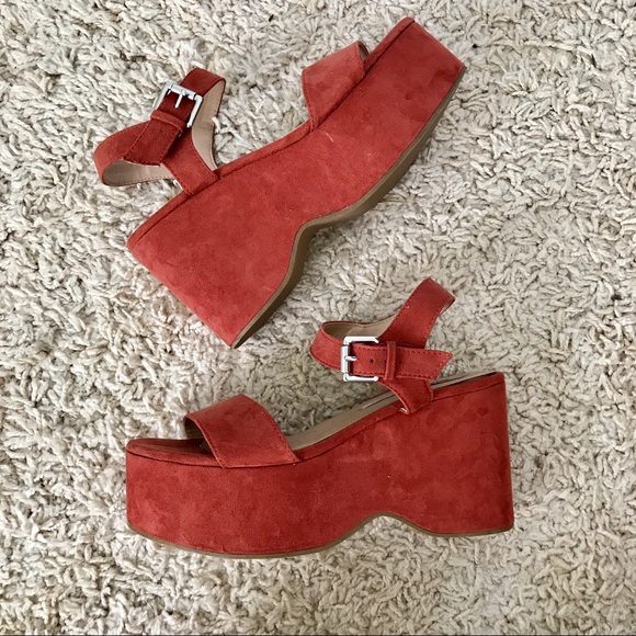 Free People Shoes - Suede Burnt Orange Platform Sandal