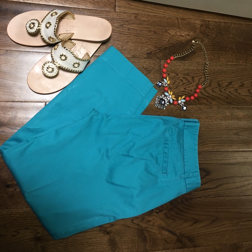 J Crew Skimmer Stretch Capri Pants Teal