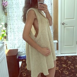 Wool Beige Vest Dress Turtle neck Sweater