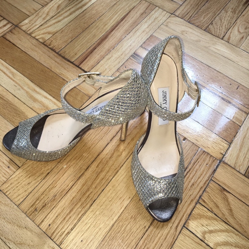 Jimmy Choo Metallic Lace Mary Jane Glitter Sandal
