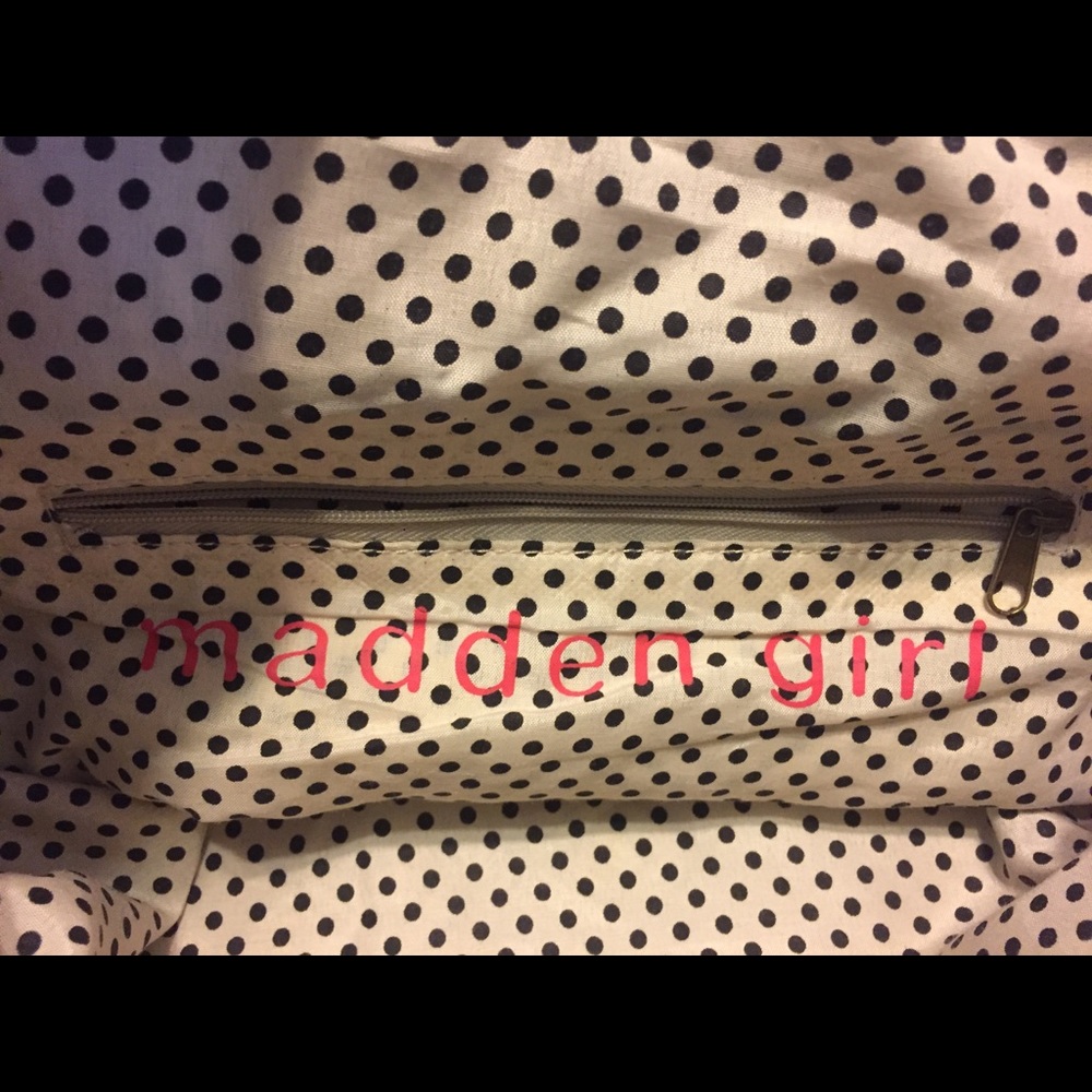 Black And Cream Patterned Backpack - image 6