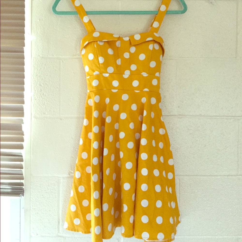 retro yellow polka dot dress