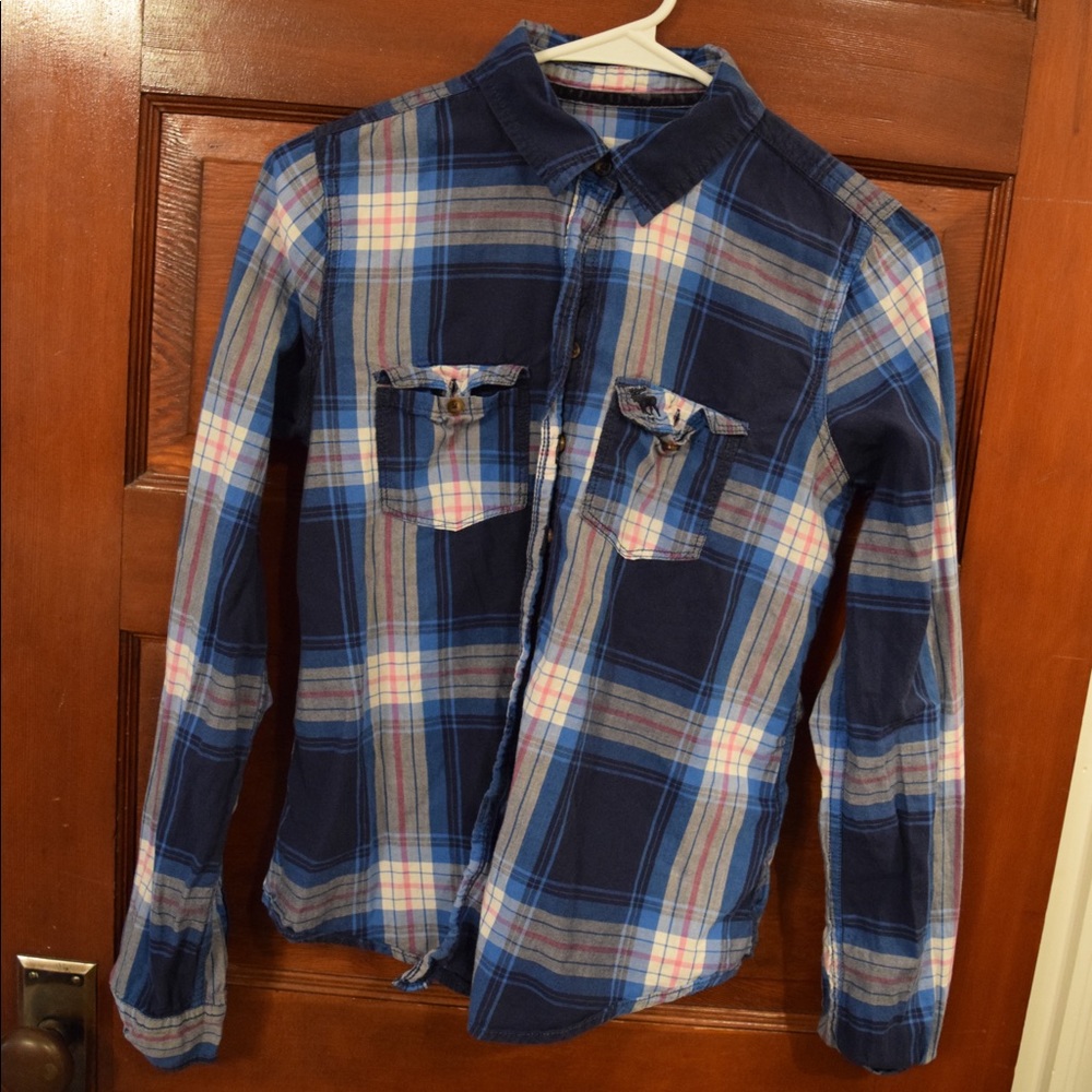 Abercrombie Blue Plaid Shirt Size M
