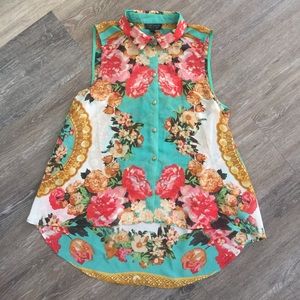 Floral TOPSHOP button down blouse.