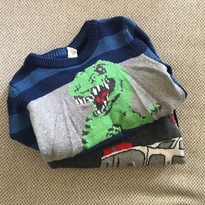 Two baby gap sweaters, t-Rex and fire truck 🚒
