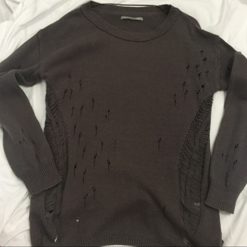 Distressed brown sweater