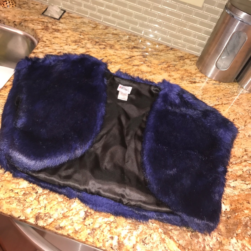 Blue fur vest