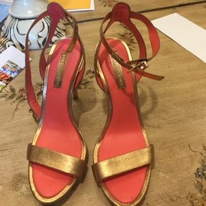 Bcbg gold ankle heels