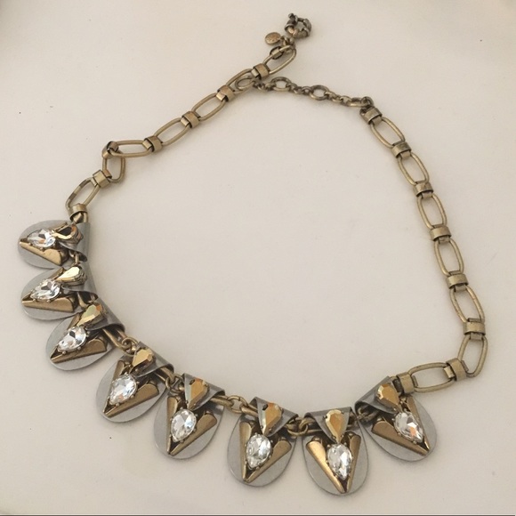 J. Crew Jewelry - J. CREW Brass Necklace With Rhinestones