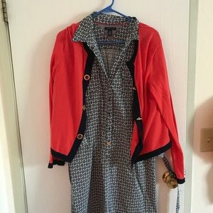 Tommy Hilfiger Button Up Dress with Cardigan/Belt