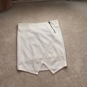 White asymmetrical mini skirt