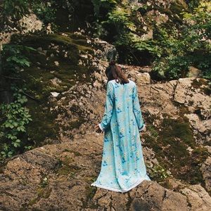 Blue Floral Maxi Kimono