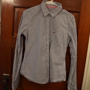 Hollister Blue Pinstripe Button Down Shirt Size M