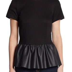 French Connection Black Jacinda Combo Peplum Top