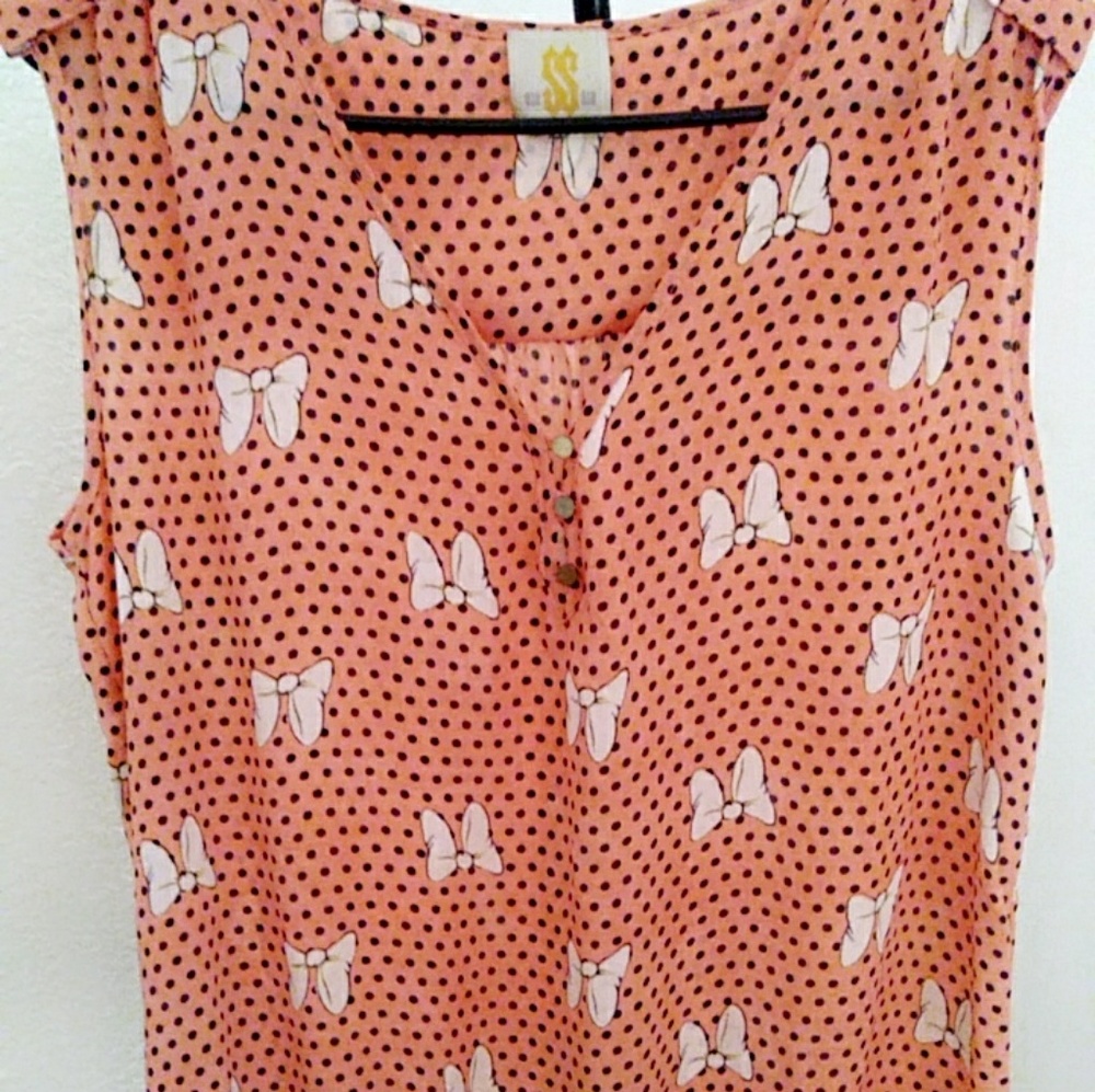 Peach and black patter sheer blouse