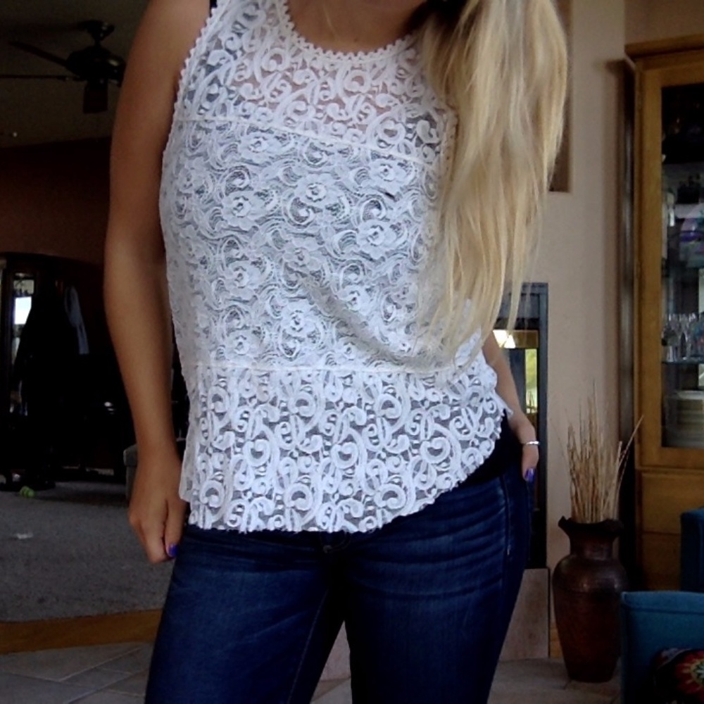 White Multi-Lace Tank