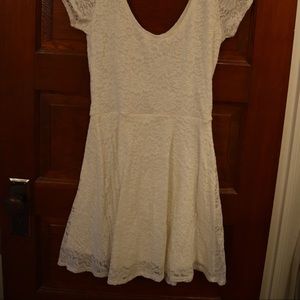 Abercrombie White Lace Capsleeve Skater Dress