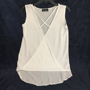 NWOT MY BELLE White Sleeveless Crisscross Top