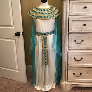 Costume- Egyptian gown with headdress and cuffs.