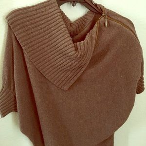 Brown Cozy Sweater with Zip Shoulder