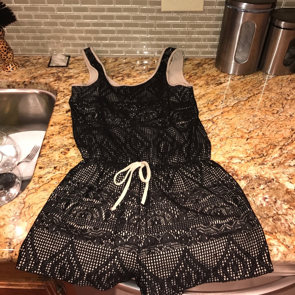 Black and beige romper