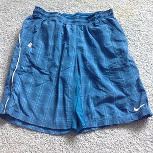 Nike blue plaid/tartan athletic shorts