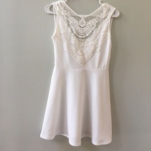 White mini dress with lace detail