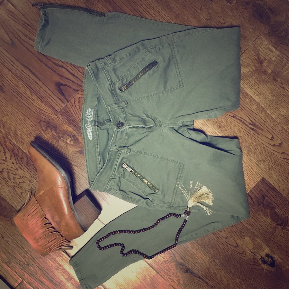 Old Navy Rockstar Skinny Zipper Pants Fatigue