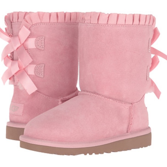UGG Other - UGG Kids Pink Bailey Bow Ruffle Boots NIB Sz. 1