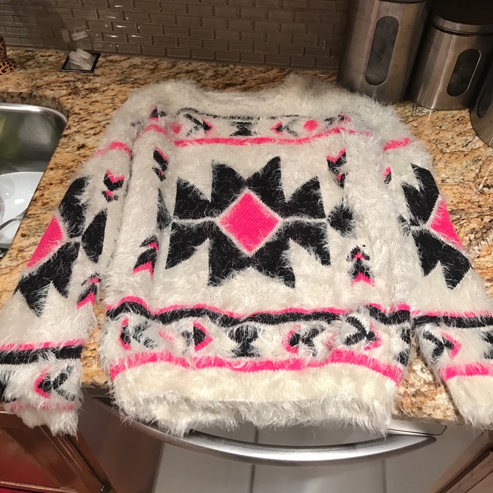 Fuzzy Aztec sweater