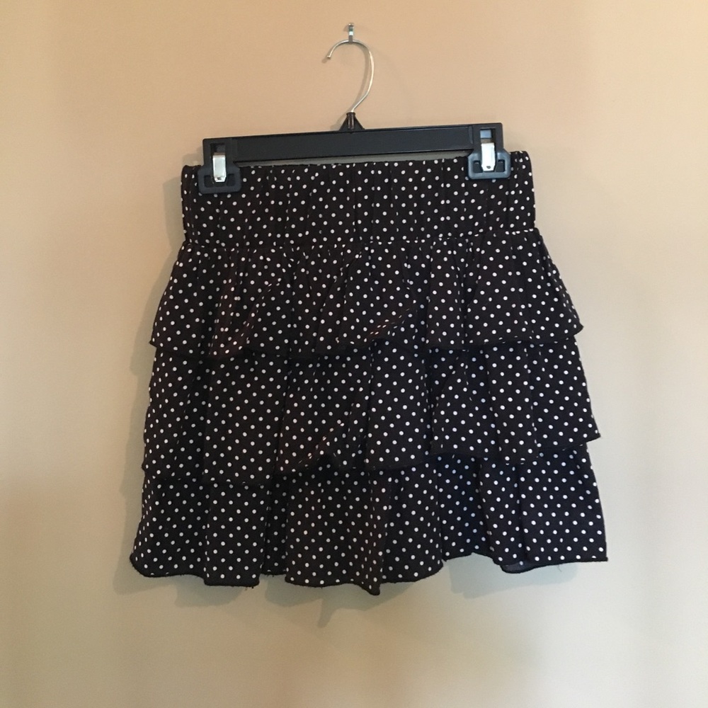 Black ruffle polka dot skirt