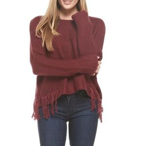 NWOT Merlot Fringe Sweater