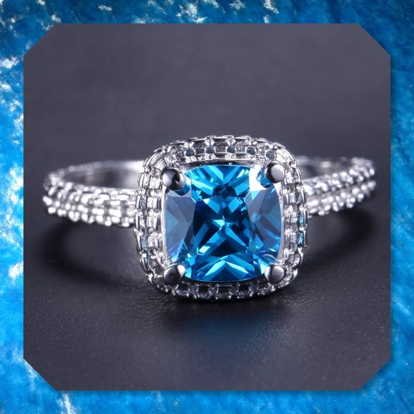 Glam Squad 2 You Jewelry - JUST IN🆕2.40ct Blue Topaz 14k White Gold Ring 7