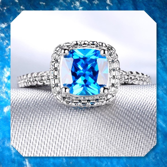 JUST IN🆕2.40ct Blue Topaz 14k White Gold Ring 7 - Picture 2 of 8