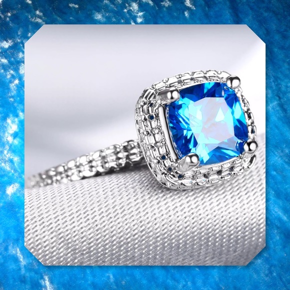 JUST IN🆕2.40ct Blue Topaz 14k White Gold Ring 7 - Picture 3 of 8