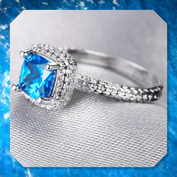 JUST IN🆕2.40ct Blue Topaz 14k White Gold Ring 7 - Picture 5 of 8