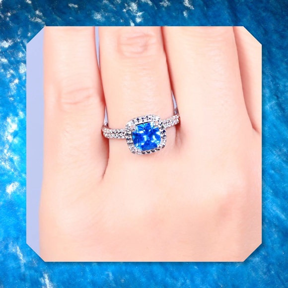 JUST IN🆕2.40ct Blue Topaz 14k White Gold Ring 7 - Picture 7 of 8