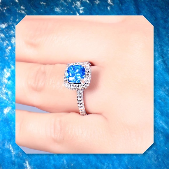 JUST IN🆕2.40ct Blue Topaz 14k White Gold Ring 7 - Picture 8 of 8