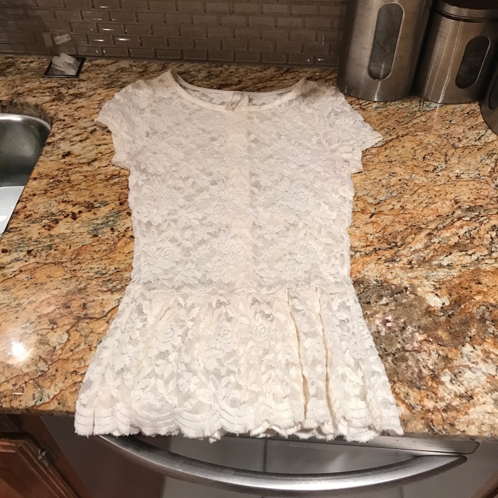 Cream lace see through peplum top