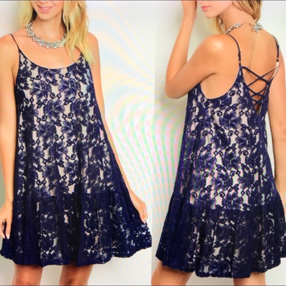 Gorgeous blue lace dress with lining
