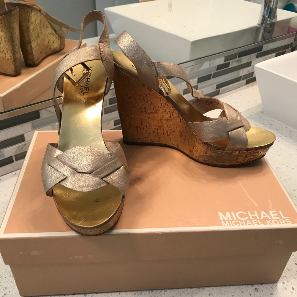 MICHAEL Michael Kors Gold Wedges