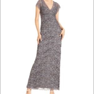 Grey Blue Sequin Lace Gown