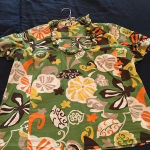 Colorful and flattering neckline J Crew top